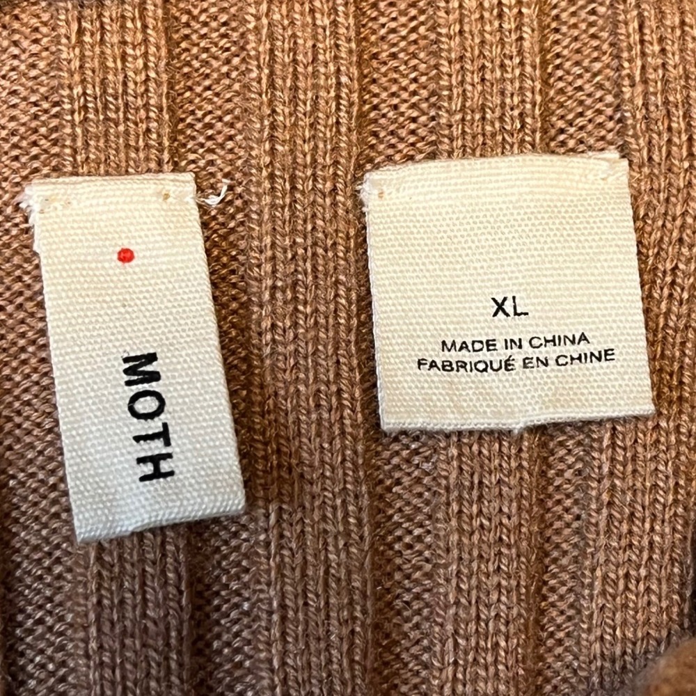 Moth Anthropologie Women Camel Brown Ribbed Mock Neck Wool Blend Sweater Tank XL - Picture 4 of 4